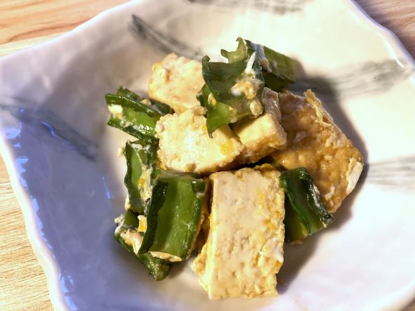 うりずん豆と厚揚げの卵とじ